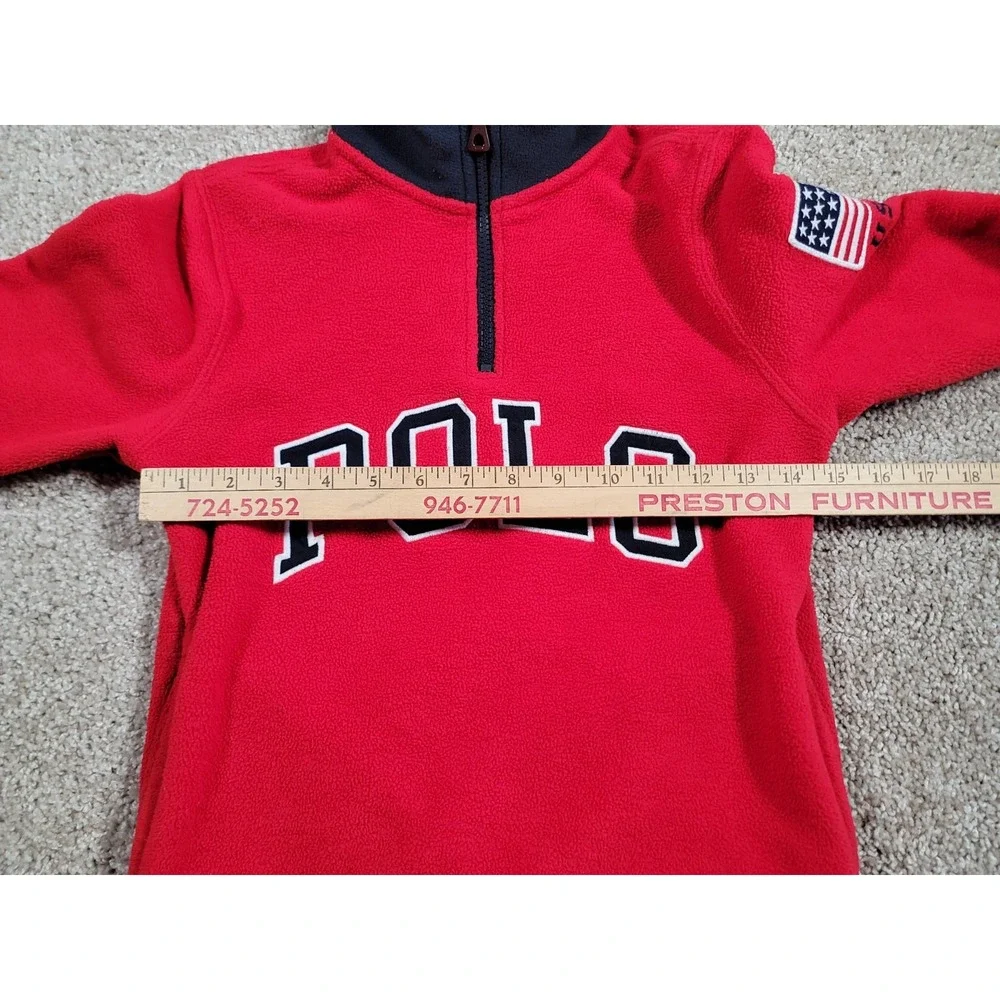 Polo Ralph Lauren Pullover 1/4 Zip Sweater Medium Red Youth USA Boys Preppy Logo